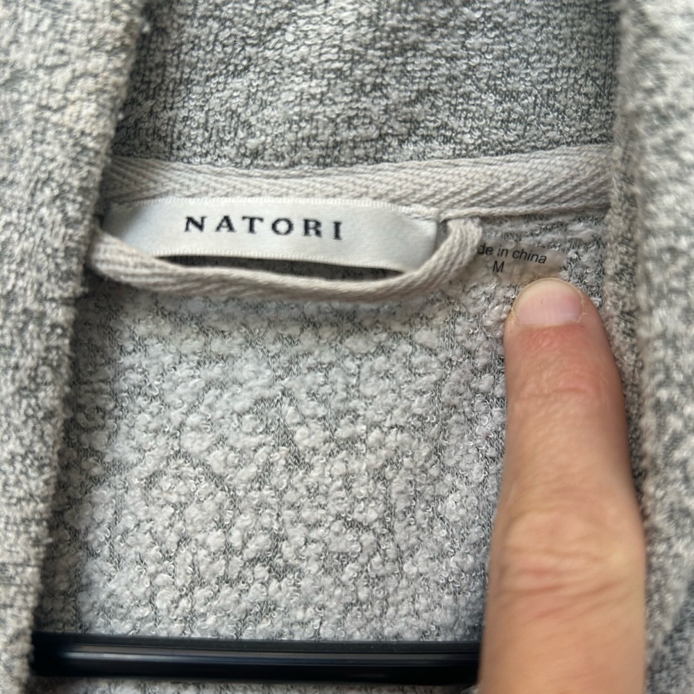 Natori Light Gray Knit Wrap Robe with Tie Belt - Picture 4 of 7